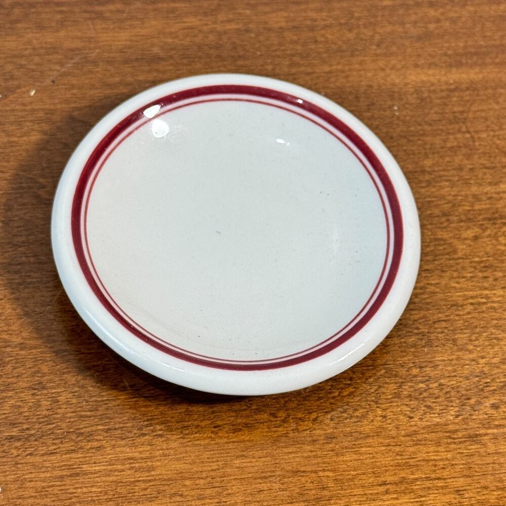 Vintage Restaurant Ware Butter Pat Red Band Chunky Plate 3" R93